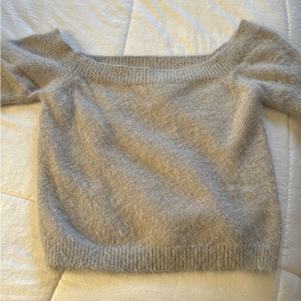 Light Blueish fuzzy crop shirt